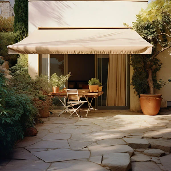 Toldo retráctil jardín, patio - decoración patios pequeños