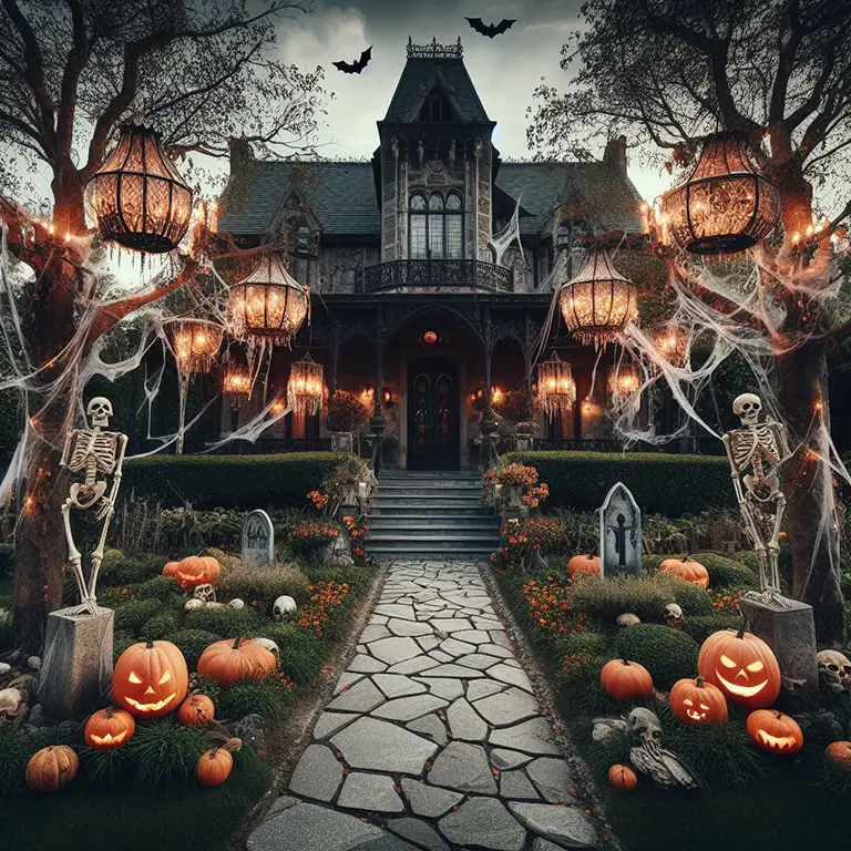 casa con accesorios Halloween