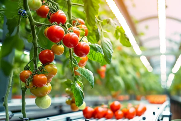 cultivo de tomates cherry en hidroponía con luz led