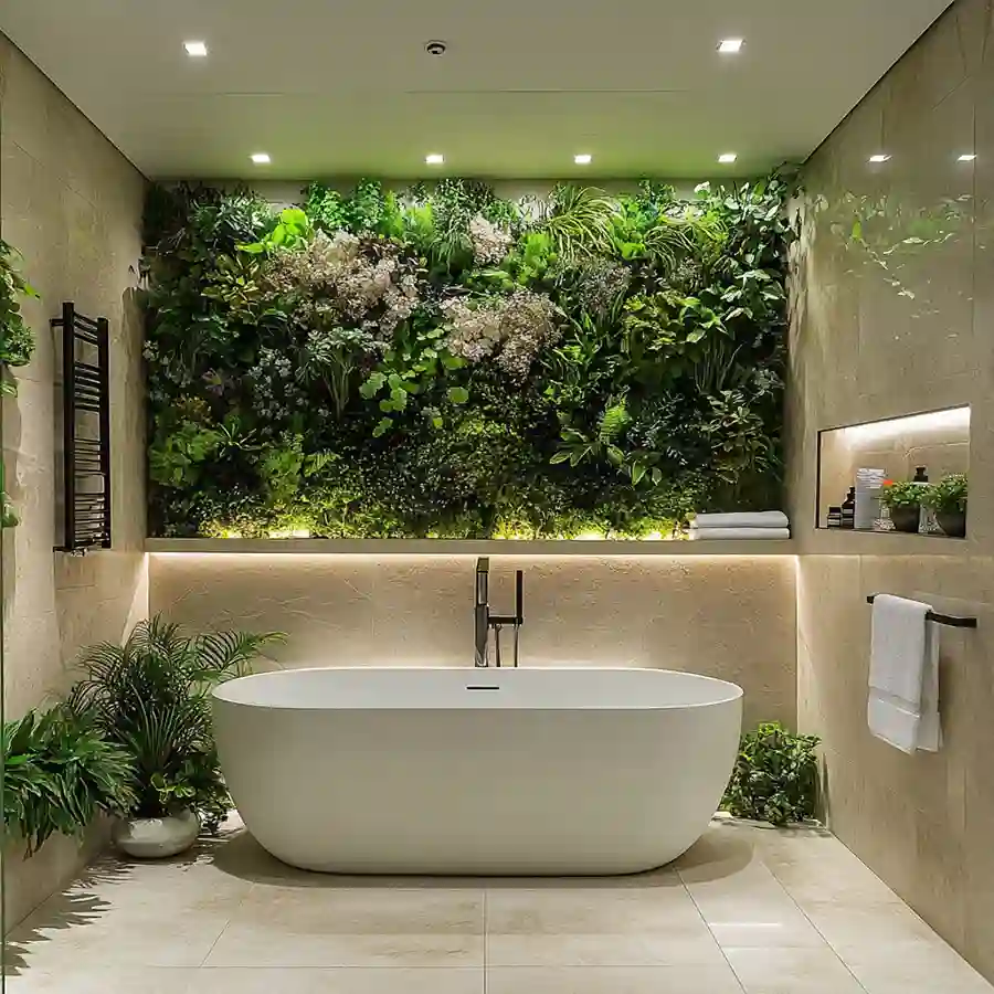 jardín vertical en baño